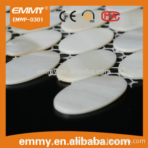 wholesale whtie ellipse river shell mosaic tile for room wall